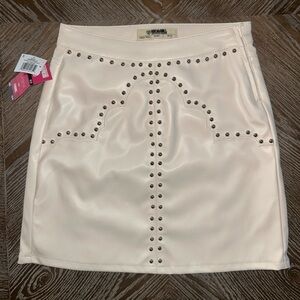 Rock & Roll Denim Studded Leather Skirt